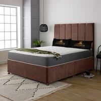 UK Bed Furniture Savannah Divan Bed Base with 26 Inch Headboard - No Storage in Brown | Size: Double