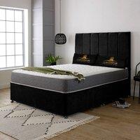UK Bed Furniture Savannah Divan Bed Base with 26 Inch Headboard - No Storage in Black | Size: Small Double