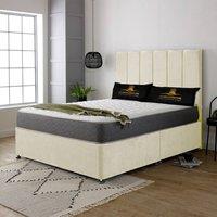 UK Bed Furniture Savannah Divan Bed Base with 26 Inch Headboard - No Storage in Cream | Size: Single