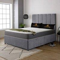 UK Bed Furniture Savannah Divan Bed Base with 26 Inch Headboard - No Storage in Grey | Size: Super King