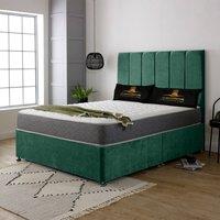 UK Bed Furniture Savannah Divan Bed Base with 26 Inch Headboard - No Storage in Green | Size: Super King