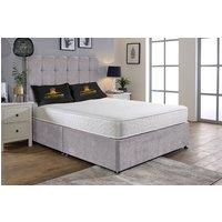 UK Bed Furniture Senator Divan Bed Base with 26 Inch Headboard - No Storage in Silver | Size: Small Double