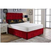 UK Bed Furniture Senator Divan Bed Base with 26 Inch Headboard - No Storage in Maroon | Size: Double