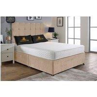 UK Bed Furniture Senator Divan Bed Base with 26 Inch Headboard - No Storage in Beige | Size: Double