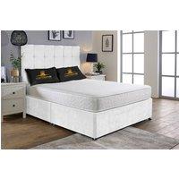 UK Bed Furniture Senator Divan Bed Base with 26 Inch Headboard - No Storage in White | Size: Small Double