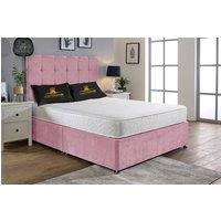 UK Bed Furniture Senator Divan Bed Base with 26 Inch Headboard - No Storage in Pink | Size: King