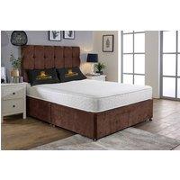 UK Bed Furniture Senator Divan Bed Base with 26 Inch Headboard - No Storage in Brown | Size: King