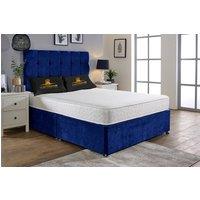UK Bed Furniture Senator Divan Bed Base with 26 Inch Headboard - No Storage in Blue | Size: Single