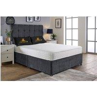 UK Bed Furniture Senator Divan Bed Base with 26 Inch Headboard - No Storage in Charcoal | Size: Single