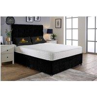 UK Bed Furniture Senator Divan Bed Base with 26 Inch Headboard - No Storage in Black | Size: Small Double