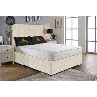 UK Bed Furniture Senator Divan Bed Base with 26 Inch Headboard - No Storage in Cream | Size: Single