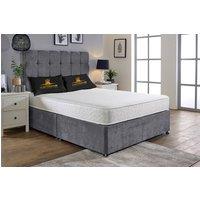 UK Bed Furniture Senator Divan Bed Base with 26 Inch Headboard - No Storage in Grey | Size: Single