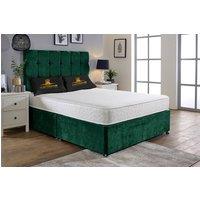 UK Bed Furniture Senator Divan Bed Base with 26 Inch Headboard - No Storage in Green | Size: Single