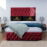 UK Bed Furniture Monaco Divan Bed Base with 26 Inch Headboard - No Storage in Maroon | Size: Single
