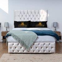UK Bed Furniture Monaco Divan Bed Base with 26 Inch Headboard - No Storage in White | Size: Single