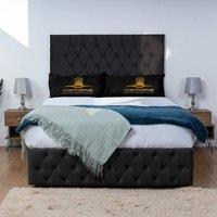 UK Bed Furniture Monaco Divan Bed Base with 26 Inch Headboard - No Storage in Black | Size: Single