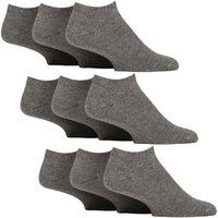 SOCKSHOP Gentle Grip Men's 9 Pack Diabetic Trainer Socks, Swollen Feet Wide Ankle Socks in Grey | Size: 6-11