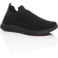 AJVANI Men's Flat Heel Slip On Sock Trainers in Black | Size: 9