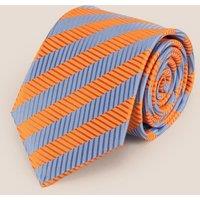 Oswin Hyde Men's Vintage Stripe Red Gold Tie in Orange