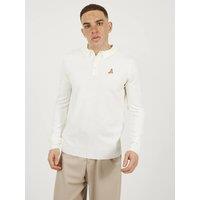 Brave Soul Men's Long Sleeve Knitted Polo Shirt in Off-White | Size: Medium