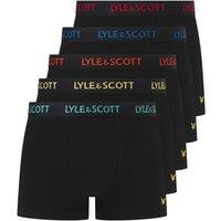 Lyle & Scott Men's Miller 5 Pack Underwear Black Multi Text Waistband | Size: Large