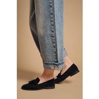 Oasis Women's Toni Faux Suede Tassel Loafers in Natural Black | Size: 6