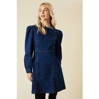 Dorothy Perkins Women's Seam Front Mini Denim Dress in Dark Wash | Size: 18