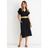 Gini London Women's Black Air Flow Belted Oversized Dress | Size: Medium/Large