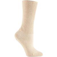 SOCKSHOP Iomi Women's 1 Pair FootNurse Oedema Extra Wide Cotton Socks in Beige | Size: 4-7