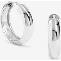 Jon Richard Women's Waterproof Platinum Plated Small Flat Surface Hoop Earrings in Silver