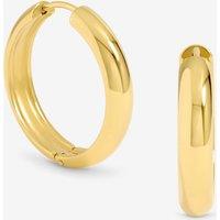 Jon Richard Women's Waterproof Gold Plated Medium Flat Surface Hoop Earrings