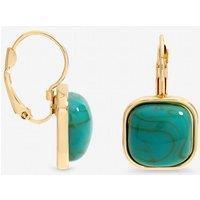 Mood Women's Gold Plated & Turquoise Stone Drop Earrings