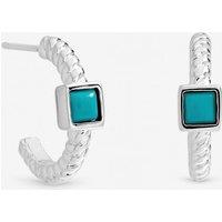 Inicio Women's Sterling Silver Plated Turquoise Huggie Hoops