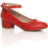 AJVANI Women's Low Heel Ankle Strap Court Shoes in Red | Size: 8
