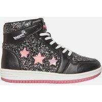 Pineapple Women's Glitter High-Top Trainers with Star Cut-Out Detail in Black | Size: 1