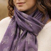 My Posh Shop Women's Purple Mulberry Tree Of Life Scarf