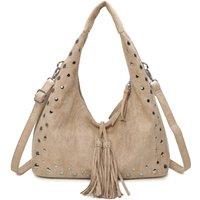 Fontanella Fashion Women's Caldera Sudede PU Leather Hobo Shoulder Tassel Bag in Camel