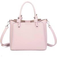 Fontanella Fashion Women's Noema Triple-Compartment PU Leather Top Handle Tote Bag in Pale Pink
