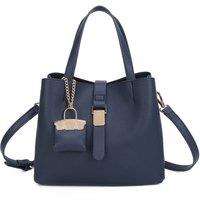 Fontanella Fashion Women's Ellory Triple Compartments Top Handle Tote Bag With Mini Bag Charm in Navy