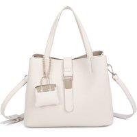 Fontanella Fashion Women's Ellory Triple Compartments Top Handle Tote Bag With Mini Bag Charm in Off-White