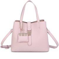 Fontanella Fashion Women's Ellory Triple Compartments Top Handle Tote Bag With Mini Bag Charm in Pale Pink