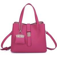 Fontanella Fashion Women's Ellory Triple Compartments Top Handle Tote Bag With Mini Bag Charm in Fuchsia