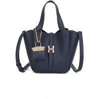 Fontanella Fashion Women's Cyrisse PU Leather Bucket Bag With A Mini Bag Charm in Navy
