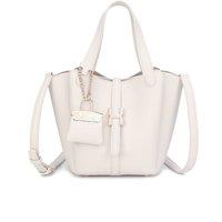 Fontanella Fashion Women's Cyrisse PU Leather Bucket Bag With A Mini Bag Charm in Off-White