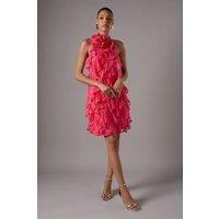 Coast Women's Lace Frill Mini Dress in Coral | Size: 16