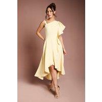 Coast Women's One Shoulder Crepe Ruffle Midi Dress in Lemon | Size: 10