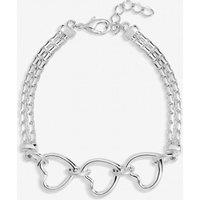 Inicio Women's Sterling Silver Plated Interlink Heart Bracelet - Gift Pouch