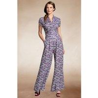 Hot Squash Women's V Neck Wide Leg Jumpsuit with Cap Sleeves | Size: 8