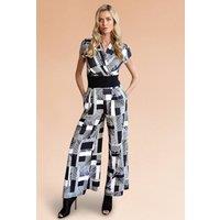 Hot Squash Women's V Neck Wide Leg Jumpsuit with Cap Sleeves | Size: 8