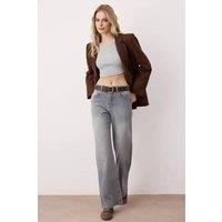 WOVCOR Women's High Waist Comfort Palazzo Wide Leg Jeans in Grey | Size: 14